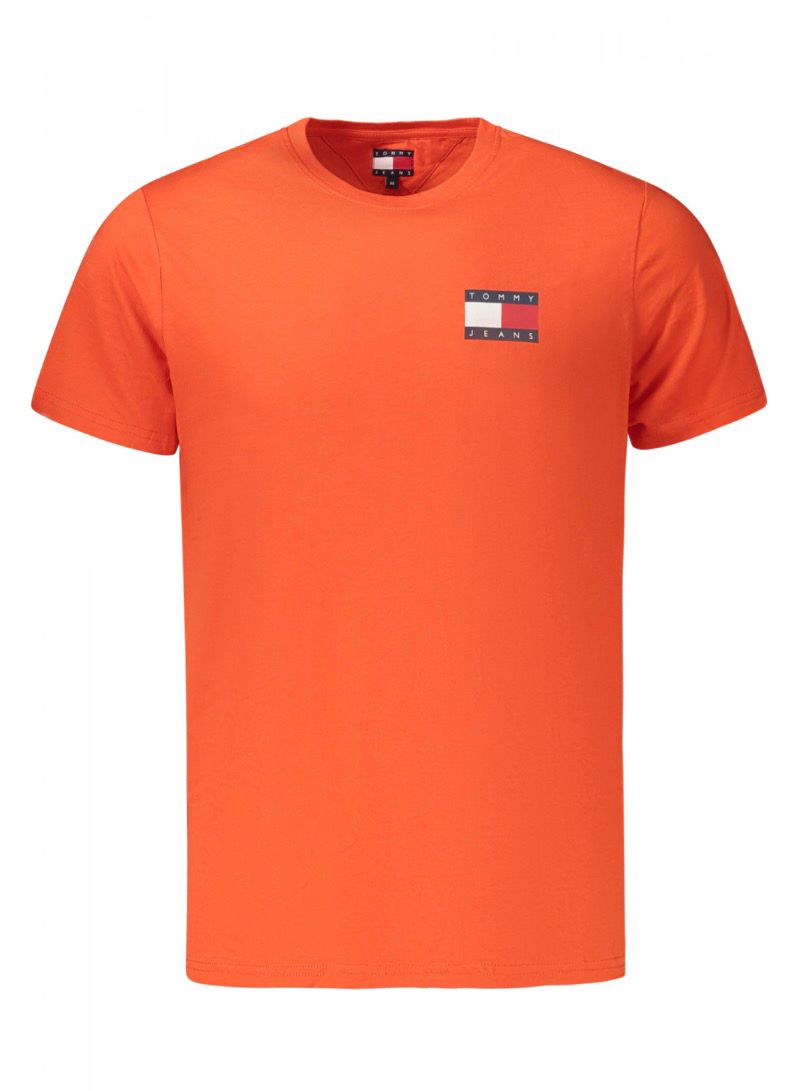 Tommy Jeans - T-Shirt arancione girocollo logo lato cuore | Christian Store