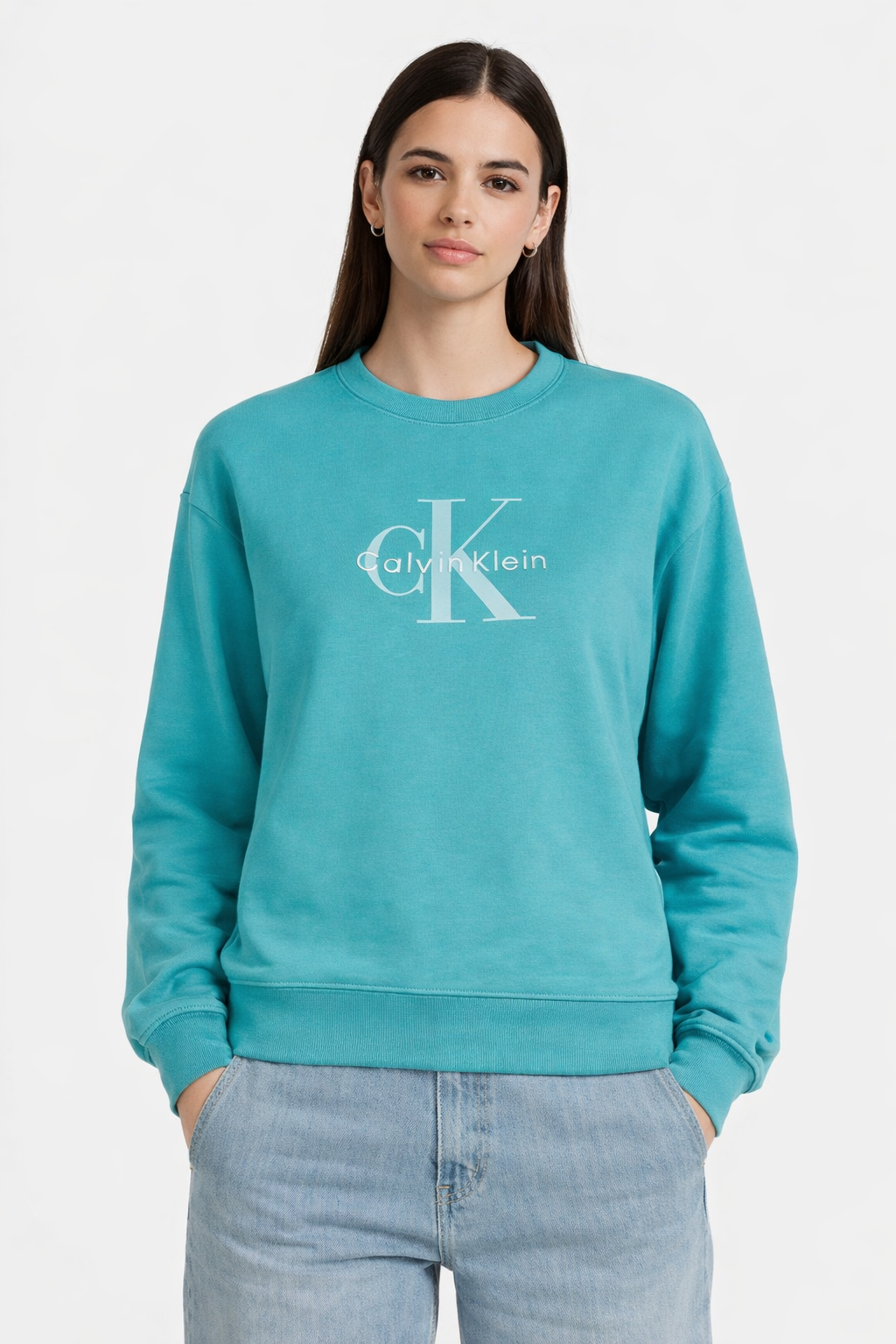 Calvin Klein - Felpa girocollo donna azzurro | Christian Store