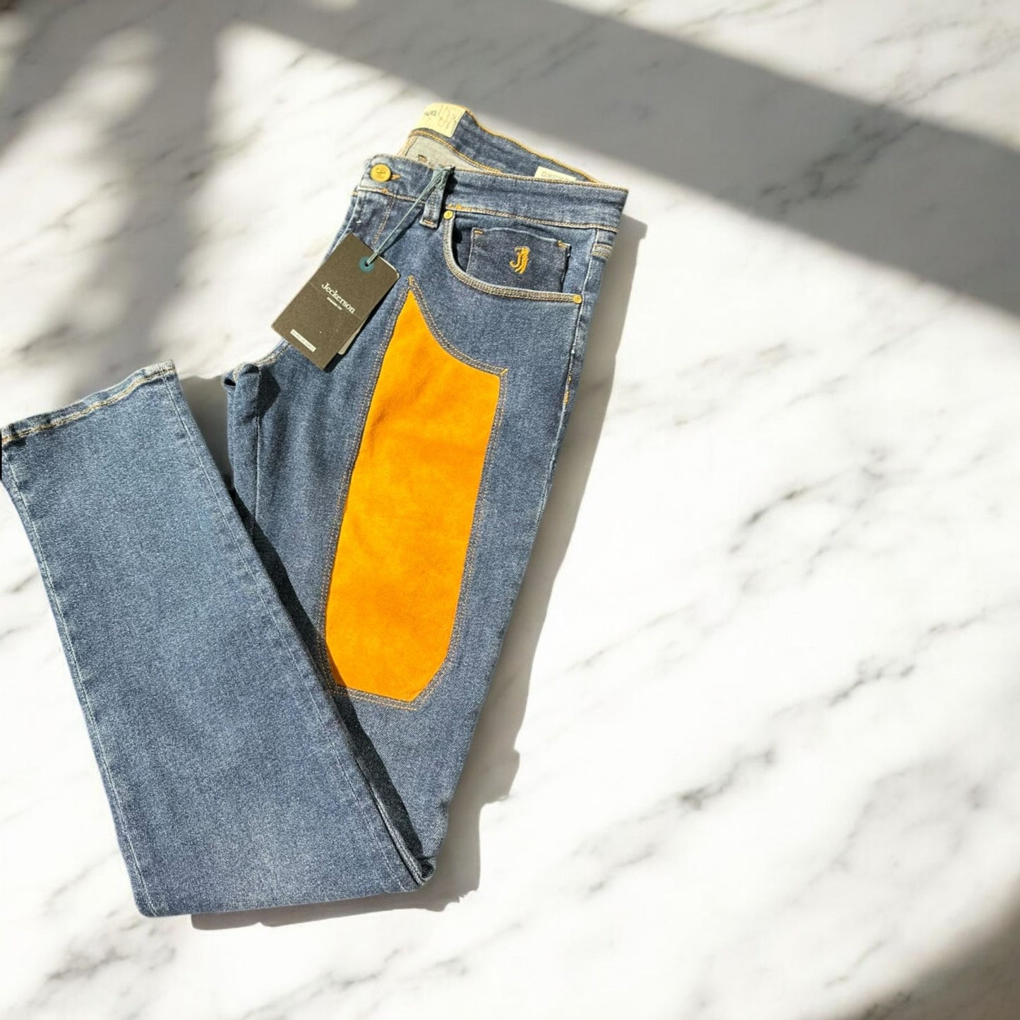 Jeckerson - Jeans con inserto in suede giallo | Christian Store