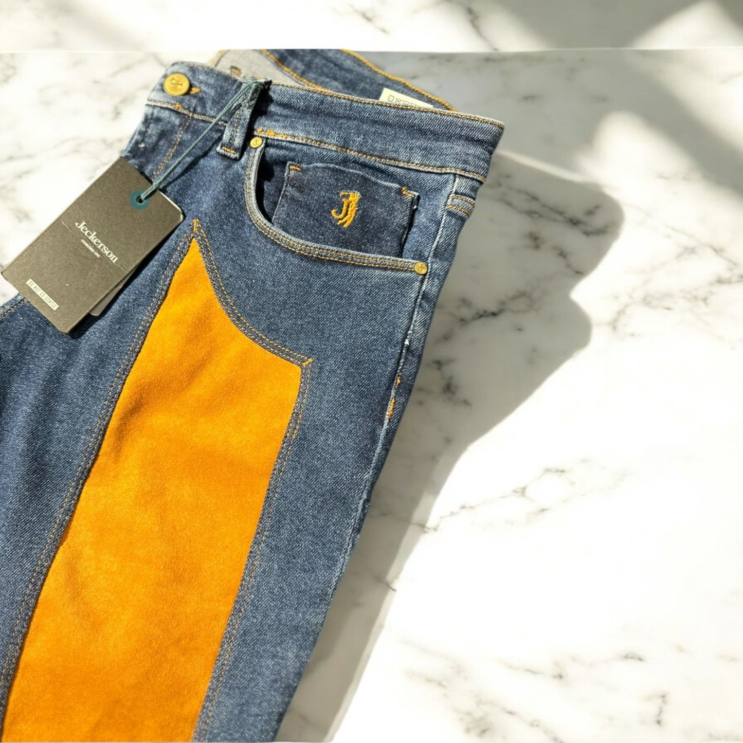 Jeckerson - Jeans con inserto in suede giallo | Christian Store