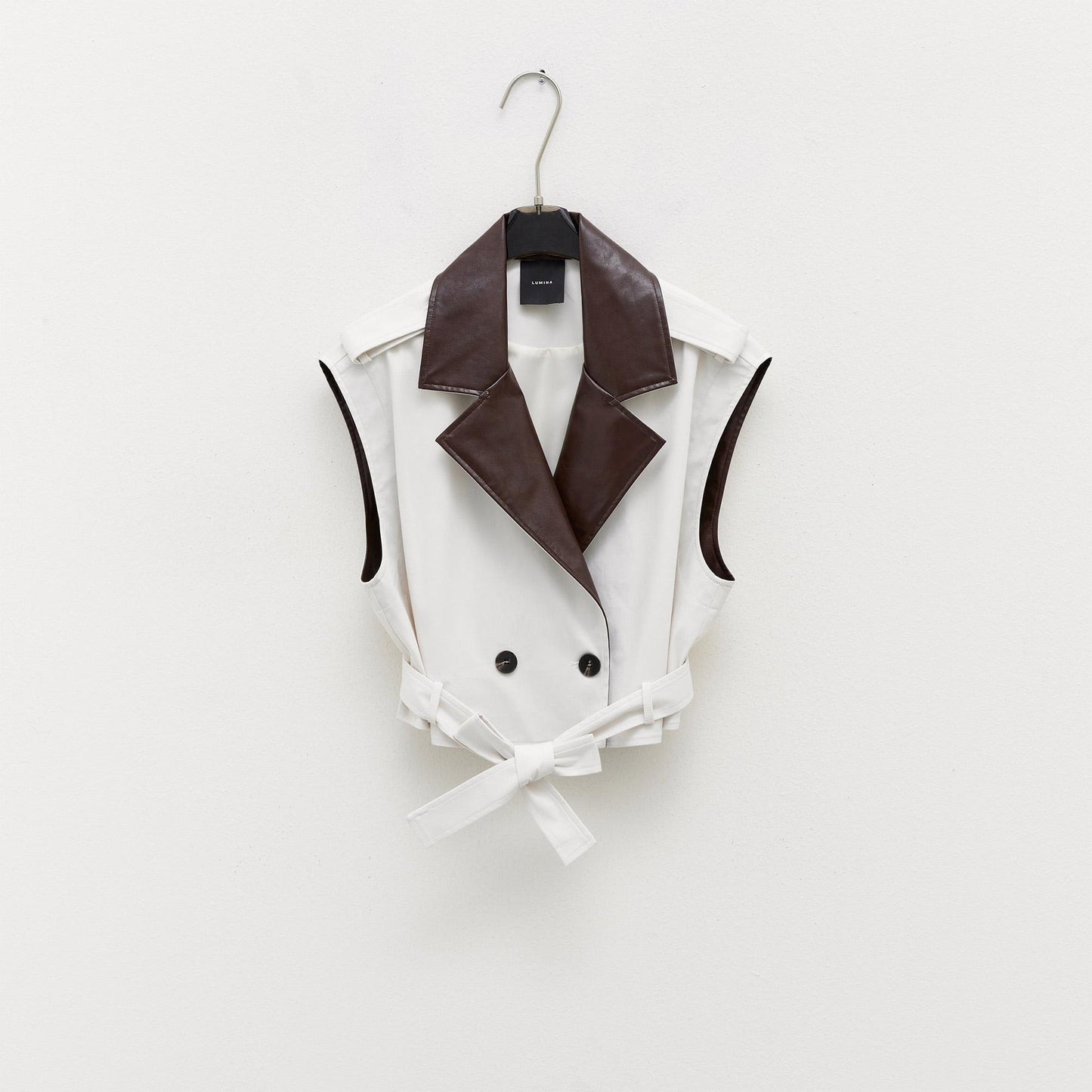 Lumina - Gilet Corto Doppiopetto Bianco Marrone | Christian Store