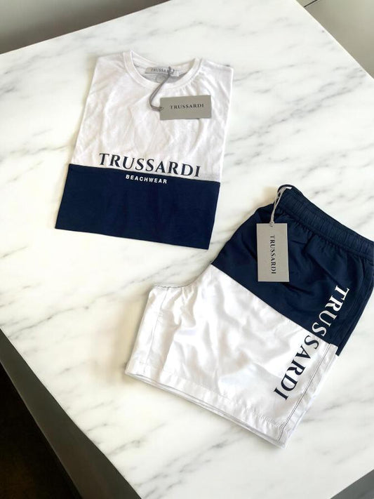Trussardi - Maglia Bianca Blu Logo | Christian Store