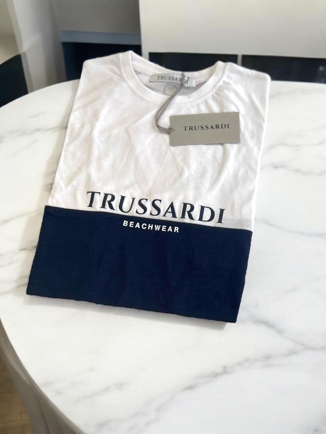 Trussardi - Maglia Bianca Blu Logo | Christian Store
