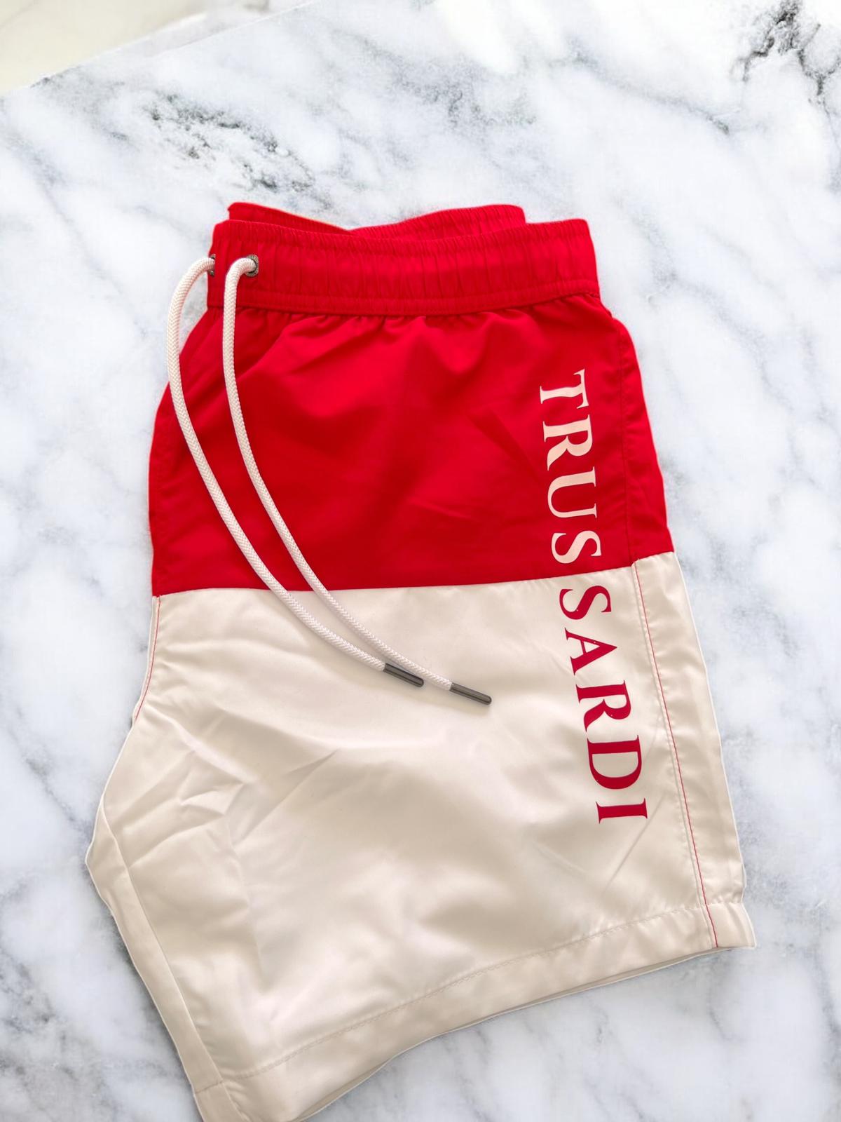 Trussardi - Costume Rosso Bianco Logo | Christian Store