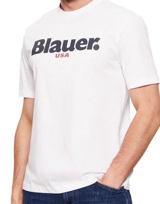 Blauer - T-Shirt bianca logo centrale | Christian Store