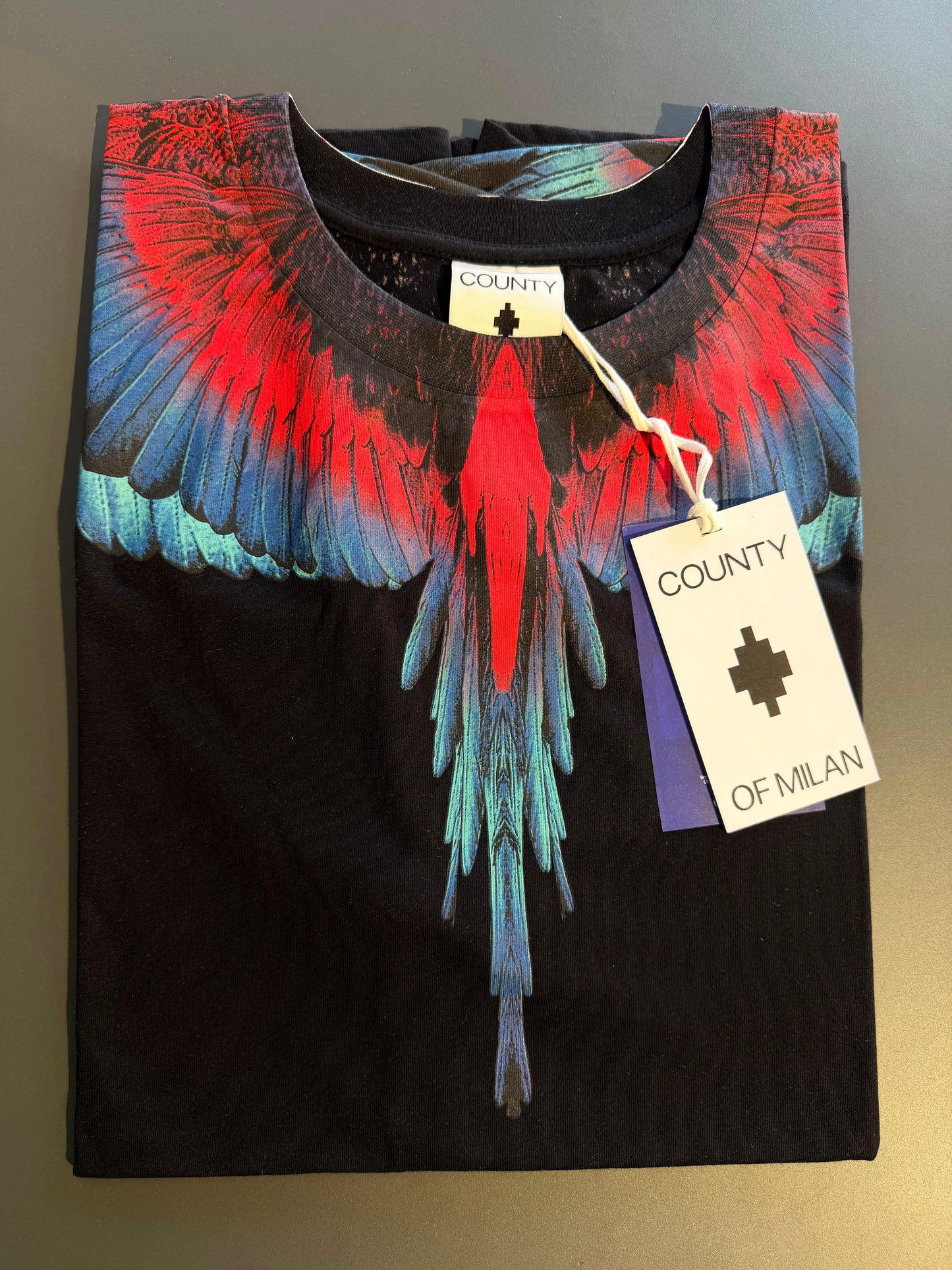 County of Milan by Marcelo Burlon - T-Shirt black con stampa iconica wings | Christian Store