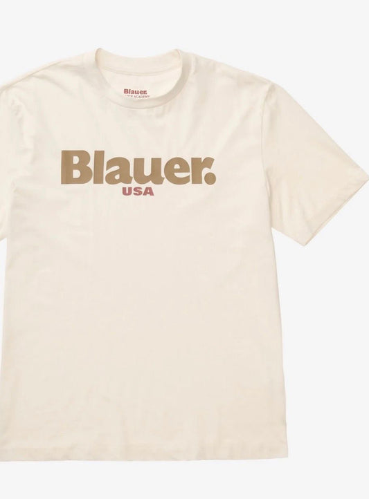 Blauer - T-Shirt panna logo centrale | Christian Store