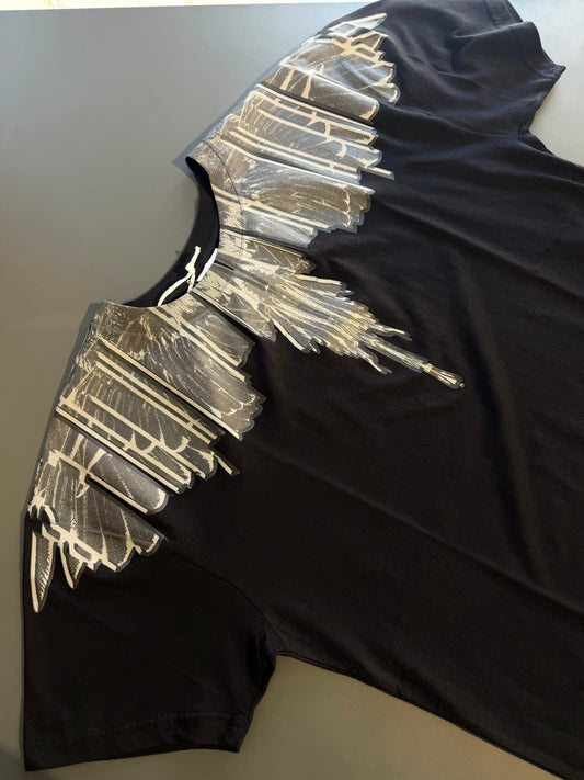 County of Milan by Marcelo Burlon - T-Shirt black con stampa iconica wings | Christian Store