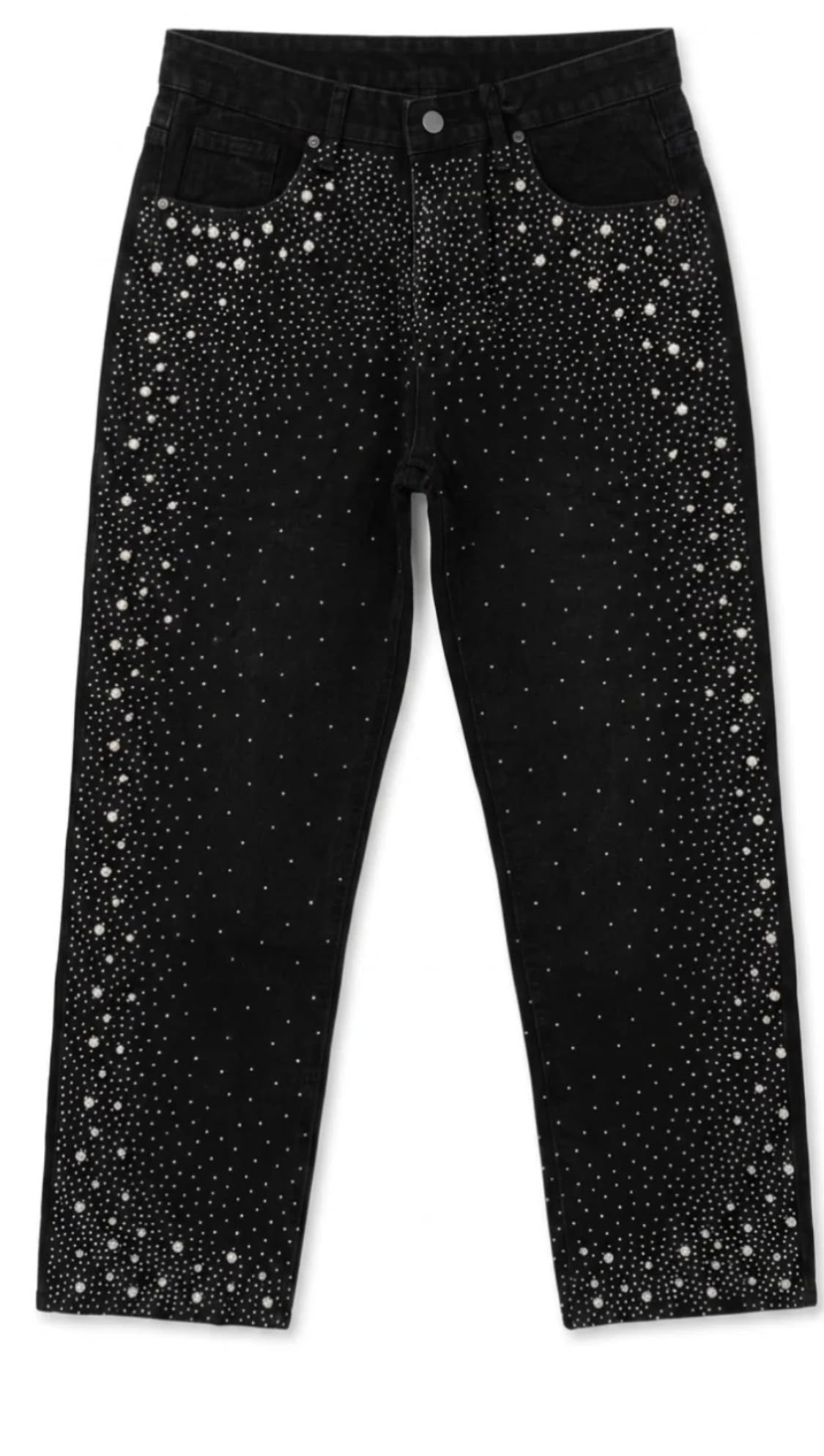 Jeans neri da uomo con strass