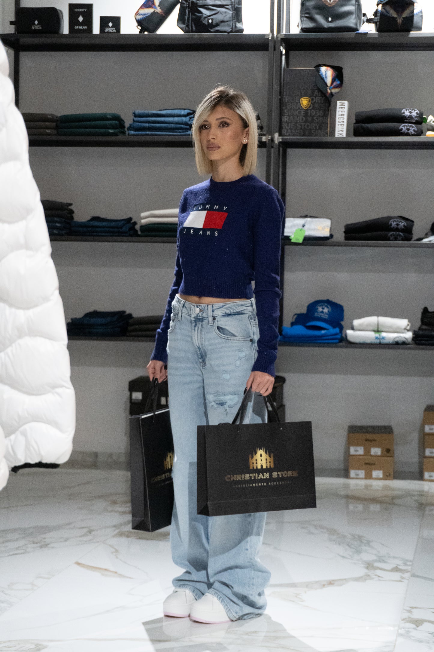 Tommy Jeans - Maglioncino viola maxi logo | Christian Store