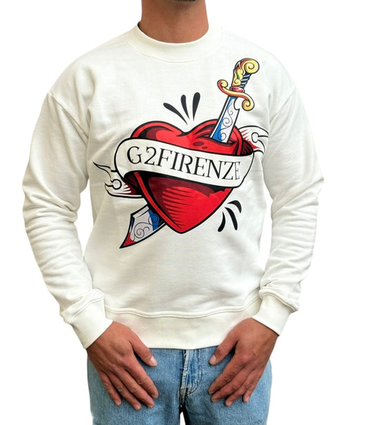 Felpa G2FIRENZE BIANCO - SACRED HEART