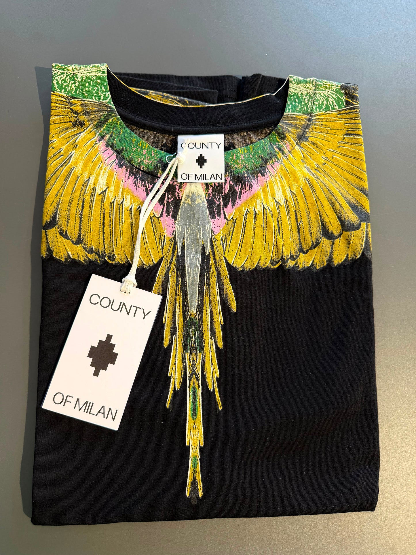 County of Milan by Marcelo Burlon - T-Shirt black con stampa iconica wings | Christian Store