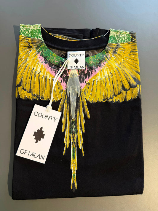 County of Milan by Marcelo Burlon - T-Shirt black con stampa iconica wings | Christian Store