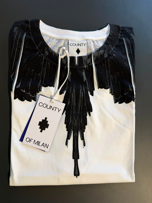 County of Milan by Marcelo Burlon - T-Shirt white con stampa iconica wings | Christian Store