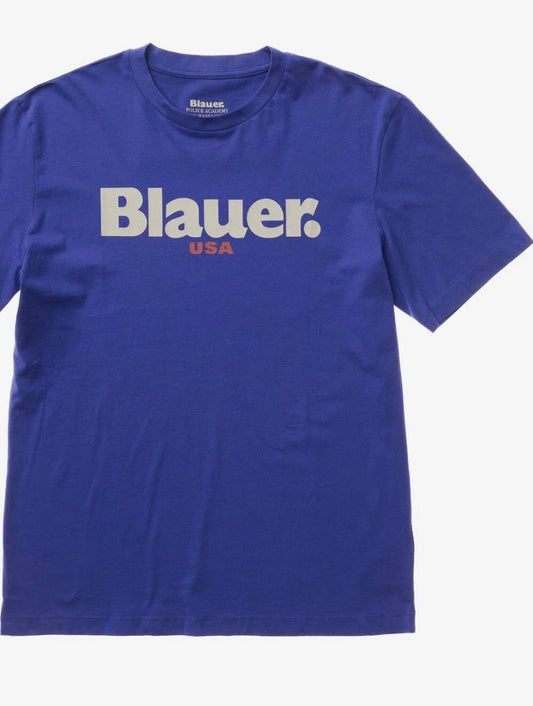 Blauer - T-Shirt blu con logo centrale | Christian Store