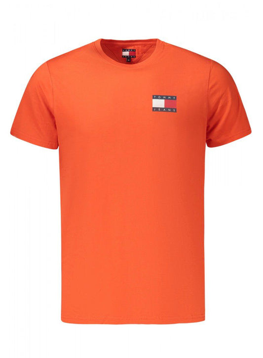Tommy Jeans - T-Shirt arancione girocollo logo lato cuore | Christian Store