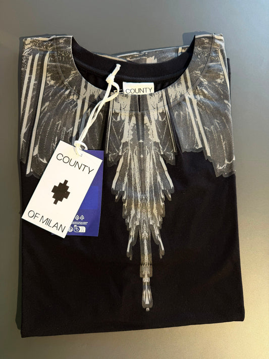County of Milan by Marcelo Burlon - T-Shirt black con stampa iconica wings | Christian Store
