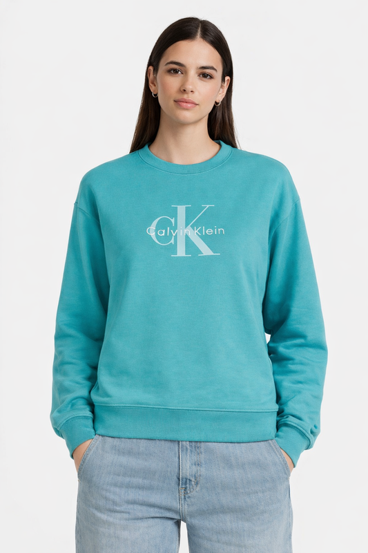 Calvin Klein - Felpa girocollo donna azzurro | Christian Store