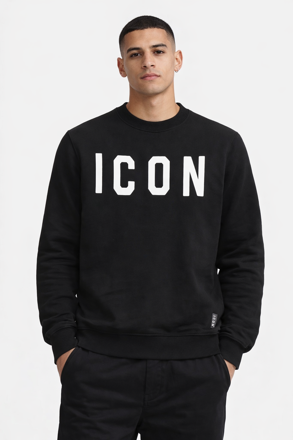 ICON - Felpa Uomo Nera Girocollo | Christian Store