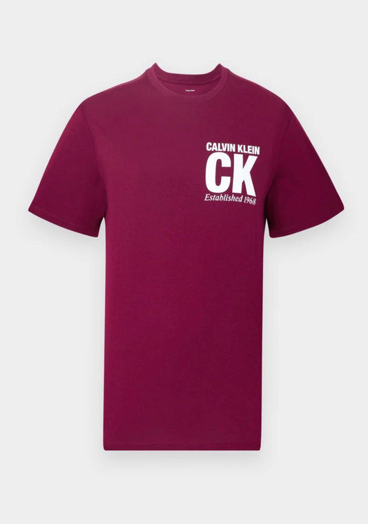 Calvin Klein - T-Shirt girocollo bordeaux logo lato cuore | Christian Store