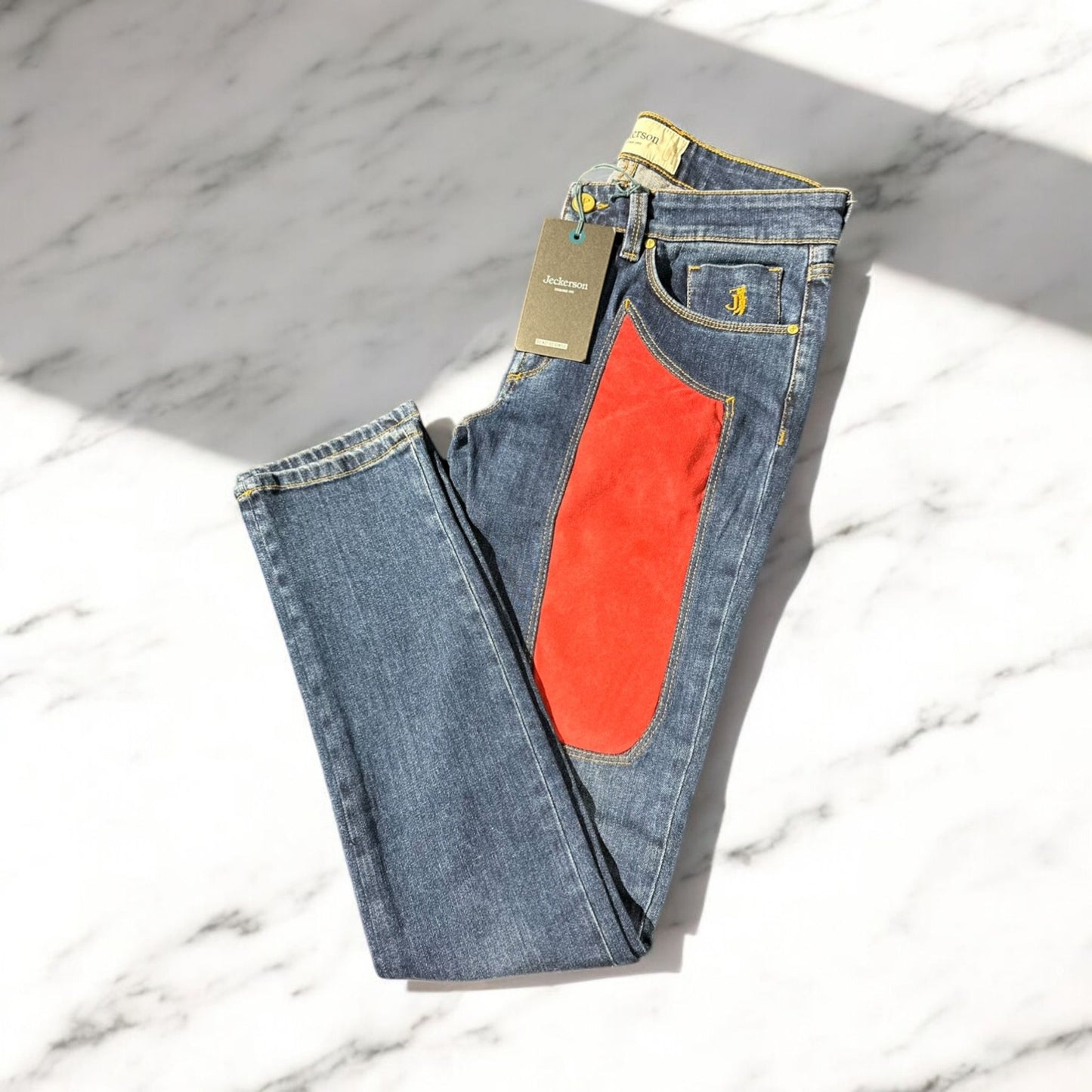 Jeckerson - Jeans con inserto in suede rosso | Christian Store