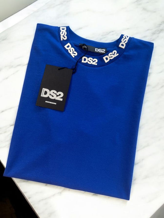 DS2 - Maglia Blu Stampa Collo | Christian Store