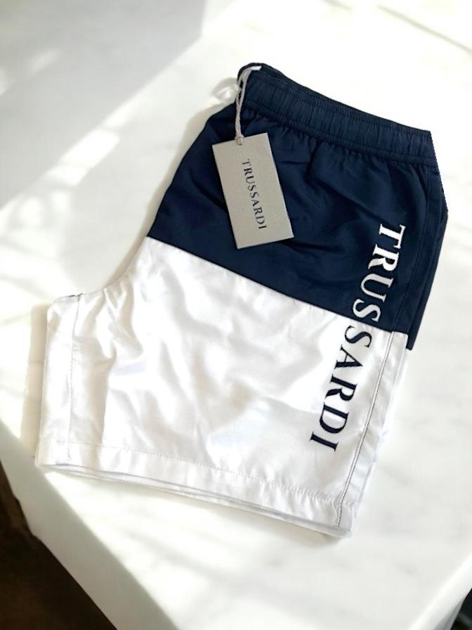 Trussardi - Costume Bianco Blu Logo | Christian Store