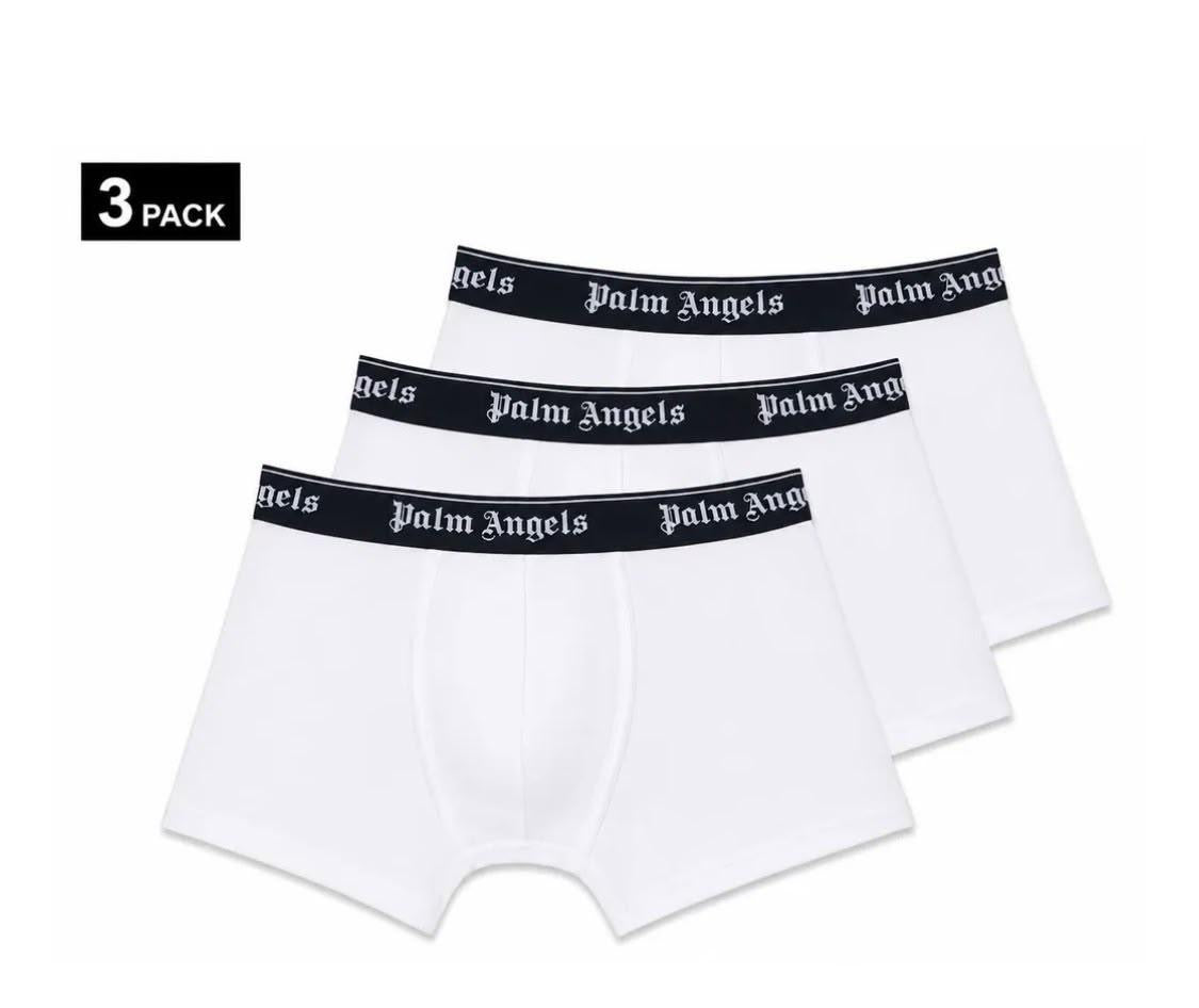 Boxer Palm Angels bianchi uomo, confezione da 3 pezzi con elastico logo nero | Christian Store